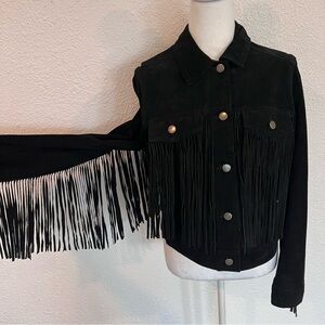 Forever 21 Black Suede Fringe Jacket